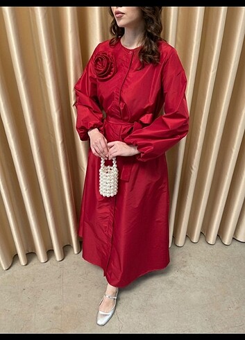 l Beden kırmızı Renk Melike Tatar Abiye Elbise