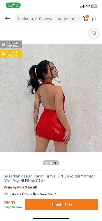 Diğer Kırmızı payetli elbise