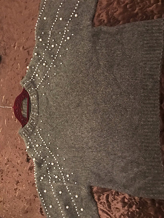 Zara Zara inci detaylı gri kazak