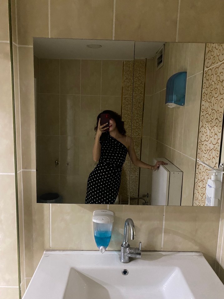 Siyah Puantiyeli Drapeli Uzun Abiye - Görsel 3