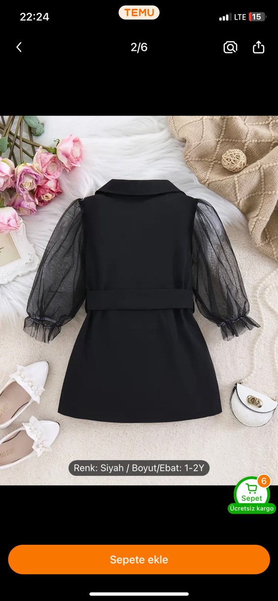 Kemerli Siyah Kız Çocuk Ceket elbise - Görsel 2