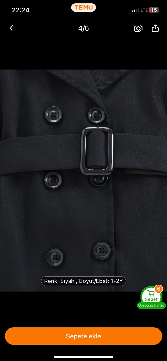 Kemerli Siyah Kız Çocuk Ceket elbise - Görsel 4