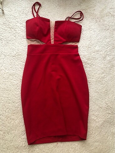 Kırmızı ekstra mini transparan elbise - Görsel 2