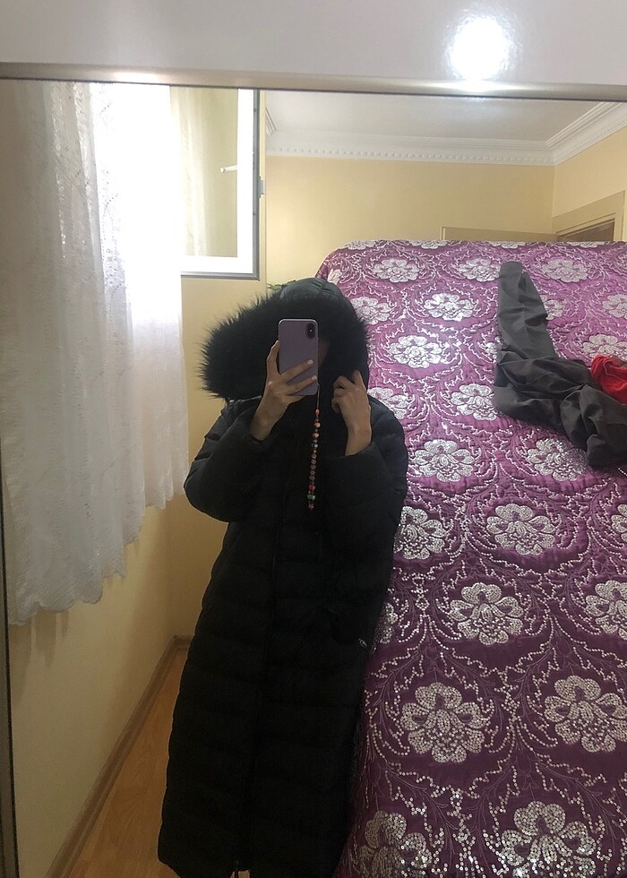 Tesettur uzun şişme mont - Görsel 3