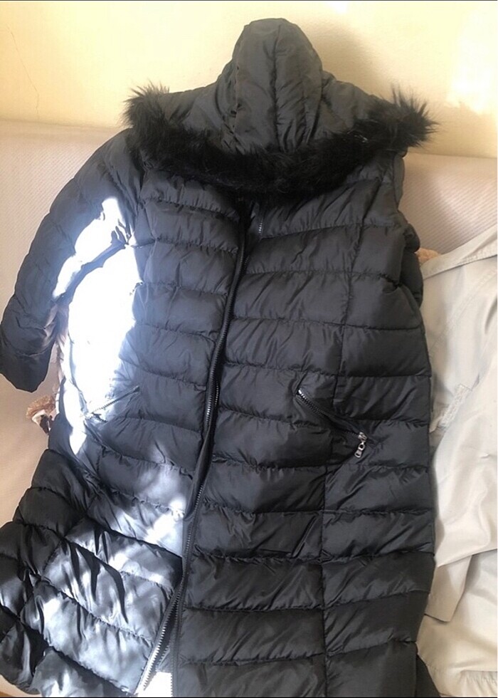 Tesettur uzun şişme mont - Görsel 4