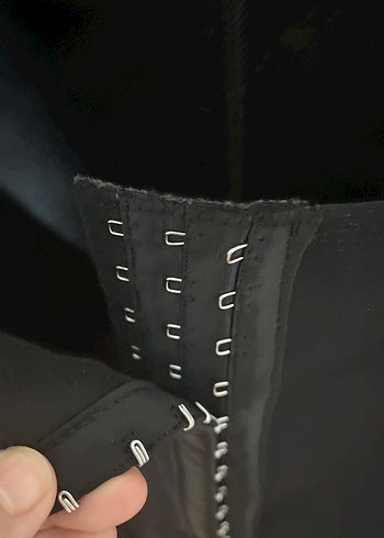 Parlak Siyah Midi hemşire Korsesi - Görsel 5