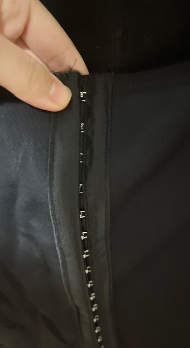 Parlak Siyah Midi hemşire Korsesi - Görsel 4