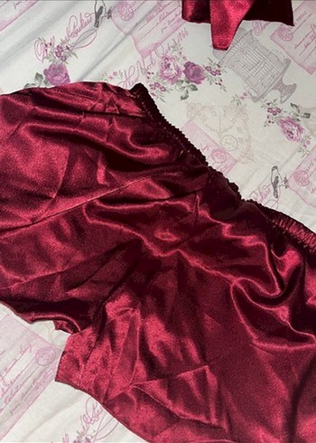 Bordo Kadın Saten Pijama Takımı, Uzun Kollu - Görsel 20