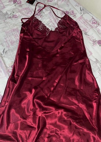 Bordo Kadın Saten Pijama Takımı, Uzun Kollu - Görsel 16