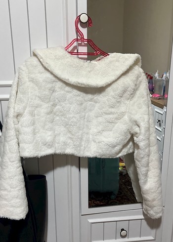 Kız Çocuk Beyaz Kürklü Uzun Kollu Bolero - Görsel 8