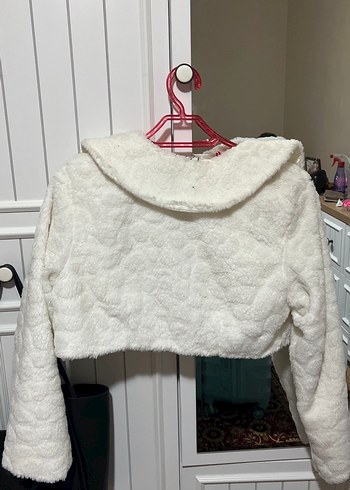 Kız Çocuk Beyaz Kürklü Uzun Kollu Bolero - Görsel 7