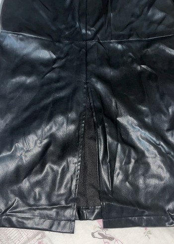 Siyah Deri Uzun Kadın Etek - Görsel 2