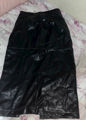 Siyah Deri Uzun Kadın Etek - Görsel 3