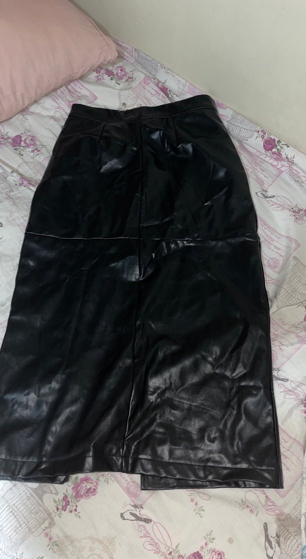 Siyah Deri Uzun Kadın Etek - Görsel 3