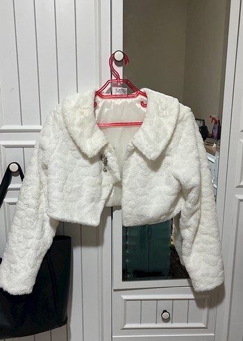 Beyaz Kürklü Kadın Midi Ceket - Görsel 2