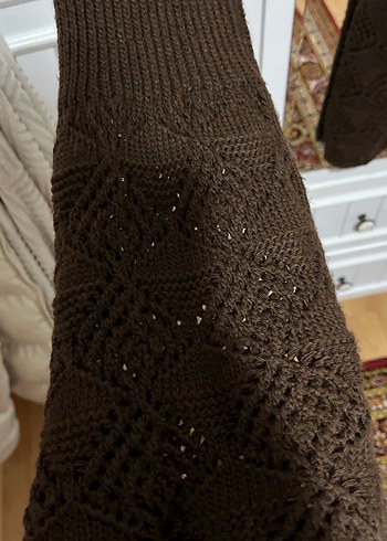 Kahverengi Örgü Boğazlı Uzun Kollu Kazak - Görsel 3