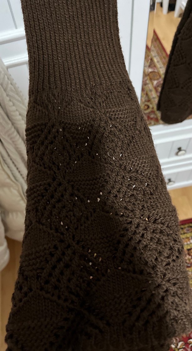 Kahverengi Örgü Boğazlı Uzun Kollu Kazak - Görsel 3