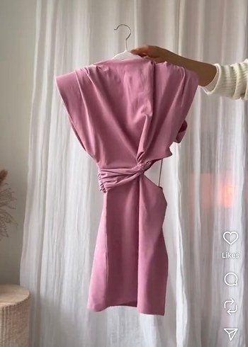 Zara lila Kısa V Yaka Mini Elbise - Görsel 3