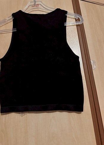 Kadın Siyah Yüksek Yakalı Mini Crop Top - Görsel 4