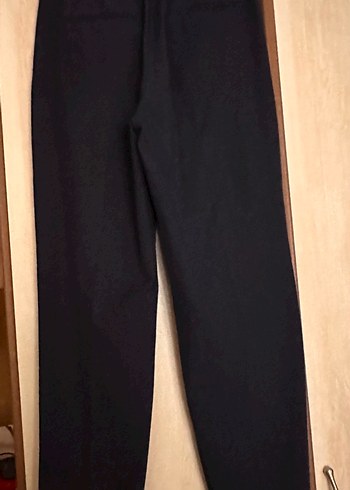 Zara Lacivert Pilili Uzun Kumaş Pantolon - Görsel 4