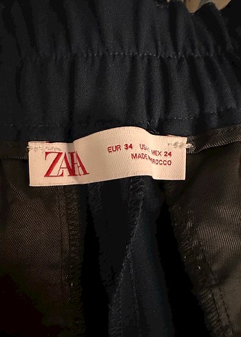 Zara Lacivert Pilili Uzun Kumaş Pantolon - Görsel 3