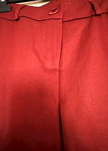 Bordo Kadın Midi Kumaş Pantolon - Görsel 2