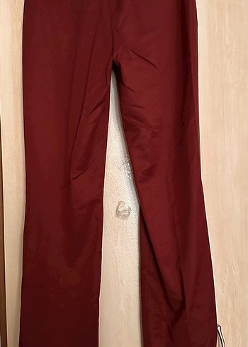 Bordo Kadın Midi Kumaş Pantolon - Görsel 3