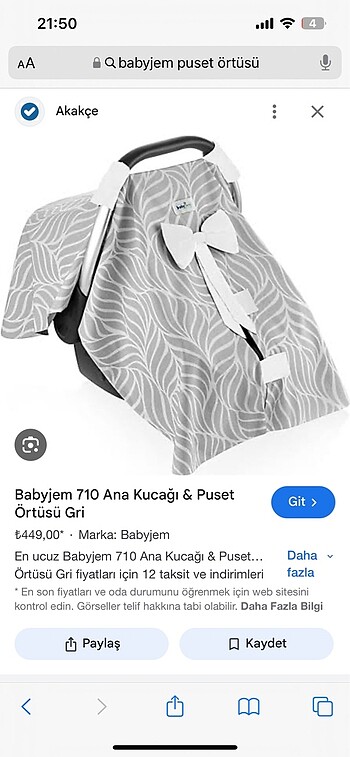 BabyJem Puset örtüsü
