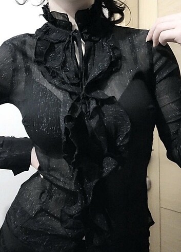 Zara Yaka detay transparan gothic gömlek 