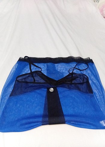 xl Beden mavi Renk Mavi Askılı gecelık l xl
