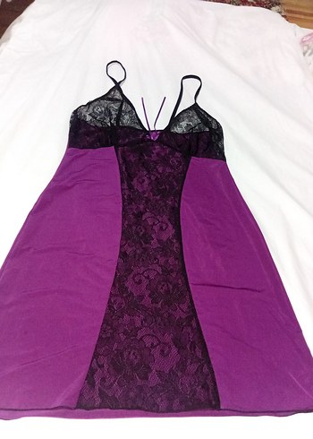 xl Beden Mor Gotik Midi Strappy Gecelik