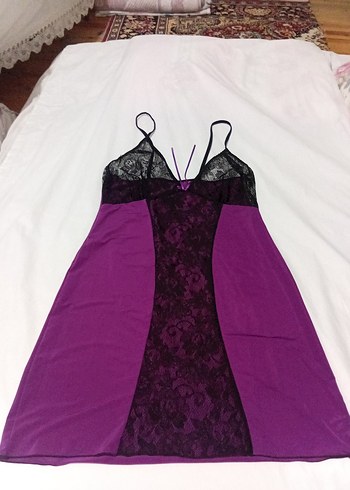 Diğer Mor Gotik Midi Strappy Gecelik
