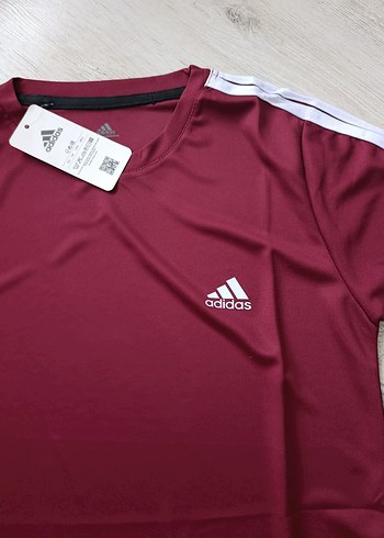 Erkek Bordo Adidas Kısa Kollu Spor Tişört - Görsel 2