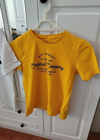 Sarı Baskılı Pamuklu Erkek Tişört - Görsel 4