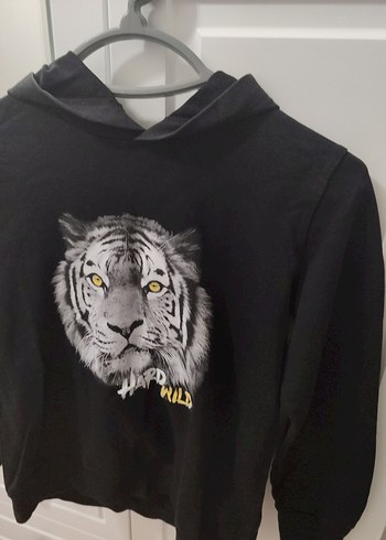 Siyah Erkek Çocuk Sweatshirt Kapüşonlu - Görsel 2