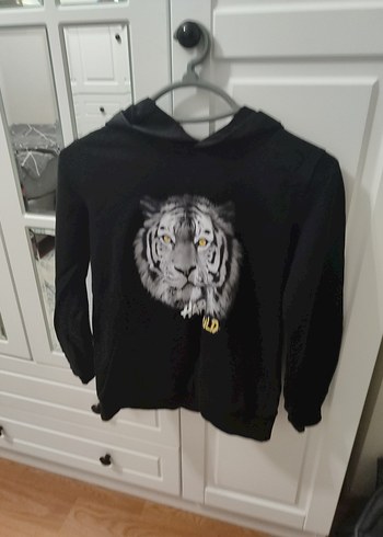 Siyah Erkek Çocuk Sweatshirt Kapüşonlu - Görsel 6