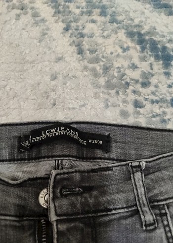 Gri Bağlama Desenli Salaş Midi Kadın Kot Pantolon - Görsel 4