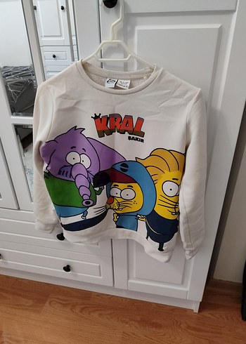 Beyaz Baskılı Erkek Sweatshirt - Görsel 2