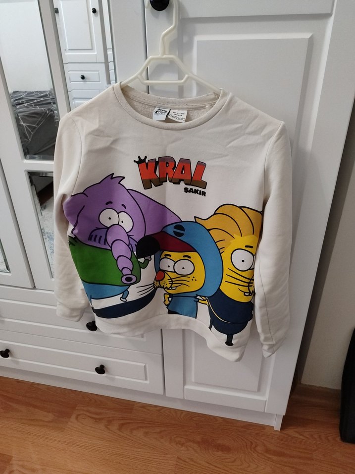 Beyaz Baskılı Erkek Sweatshirt - Görsel 2