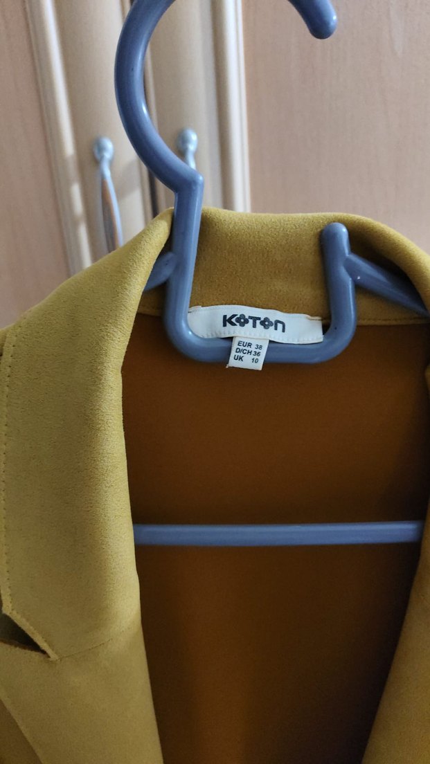 Sarı Süet Midi Kadın Kaban - Görsel 2