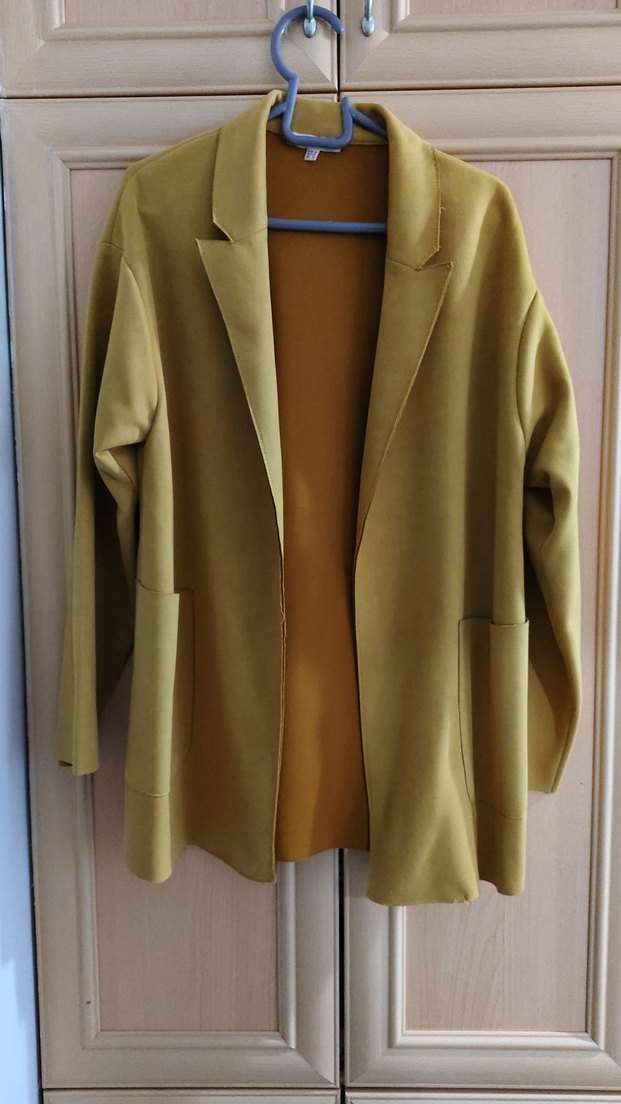 Sarı Süet Midi Kadın Kaban - Görsel 4