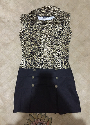 Leopar mini elbise