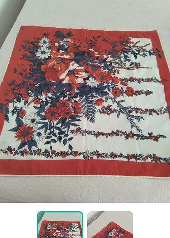 Diğer Canli Cicek Desenli İpeksi Kare Esarp