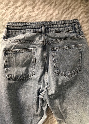 38 Beden Düğmeli Gri Denim Kadın Pantolon