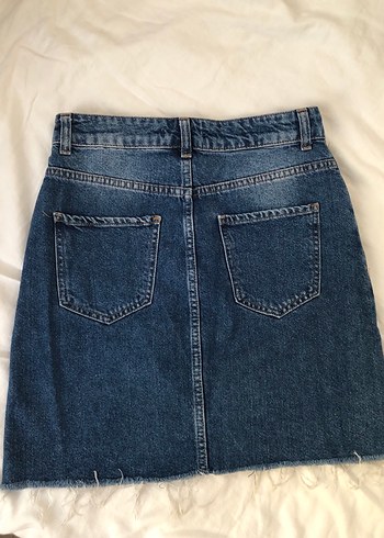 34 Beden Gri Mavi Denim Midi Etek