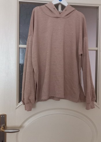 Bej Kadın Kapüşonlu Uzun Kollu Sweatshirt