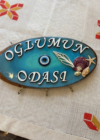  Beden Oğlumun Odası Dekoratif Kapı Süsü Turkuaz