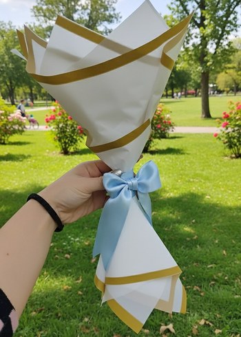 Mavi Saten 7'li Gül Buketi - Görsel 3