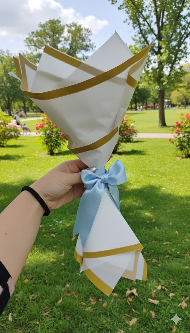 Mavi Saten 7'li Gül Buketi - Görsel 3