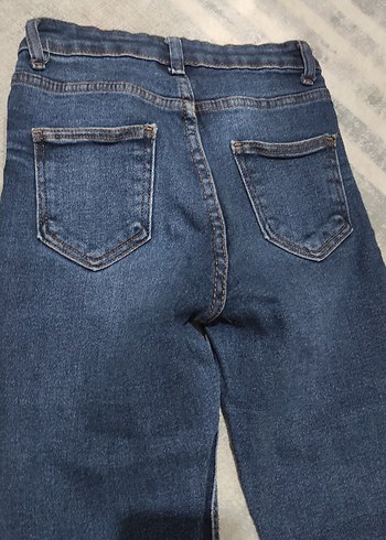 Yırtık Detaylı Kadın Mavi Slim Fit Jean - Görsel 3